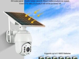 Solar Light Solar Powered SIM CARD 4G GSM PTZ 360 Camera – With 6 Batteries of 19000mAh