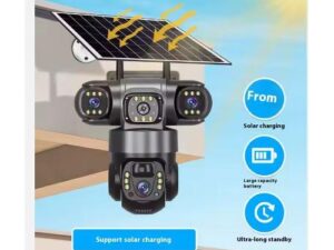 Solar Light 6MP 4G 3-Lens 3-Screens Solar Camera Ptz Battery Two-way Voice Sim Camera 3-Lens